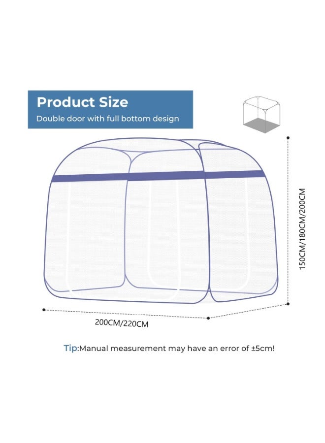 INSIJAM Pop up Mosquito Net Portable Mosquito Netting Foldable Mosquito Bed Cover Double Door Zip with Frame Square Home Netting Canopy Double Bed Tent Mesh for Bedroom - Image 3